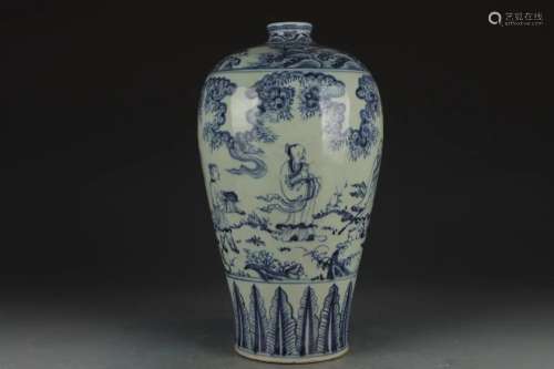 BLUE AND WHITE FIGURES MEIPING VASE