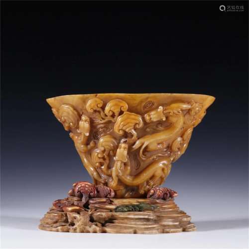 A Chinese Carved Tianhuang Stone Cup