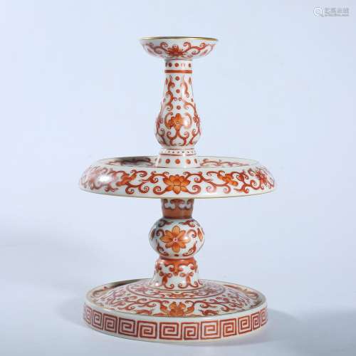A FAMILLE-ROSE CANDLESTICK.MARK OF QIANLONG