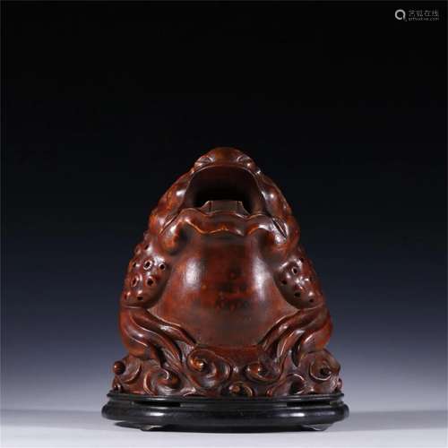 A Chinese Carved Bamboo Incense Burner