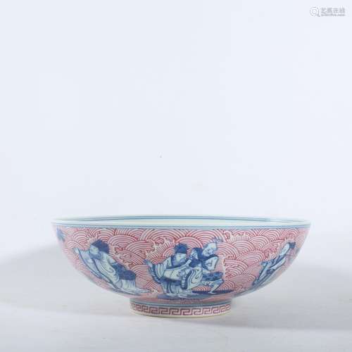 A WUCAI BLUE AND WHITE BOWL.QIANLONG PERIOD