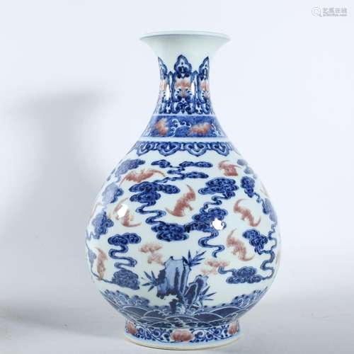 AN IRON-RED BLUE AND WHITE YUHUCHUNPING.YONGZHNEG PERIOD