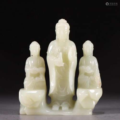 JADE CARVING EFFIGY OF THREE SAINTS OF THE WEST