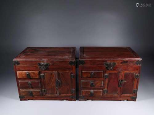PAIR OF HUANGHUALI WOOD CARVING CABINETS