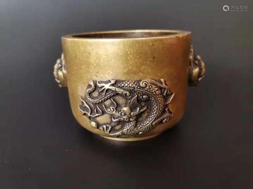 CHICKEN-EAR DRAGON-RELIEFS BRONZE CENSER