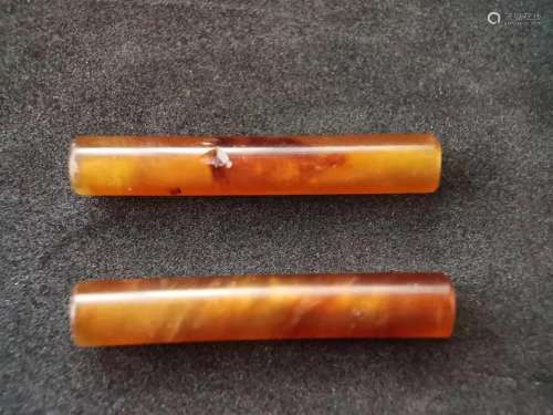 SET OF LIAO DYNASTY AGATE CARVING PLAIN TUBES