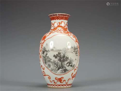 A Chinese Landscape Patterned Porcelain Vase