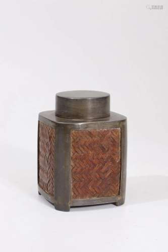 CHINESE WOVEN GRAIN TIN TEA CANISTER
