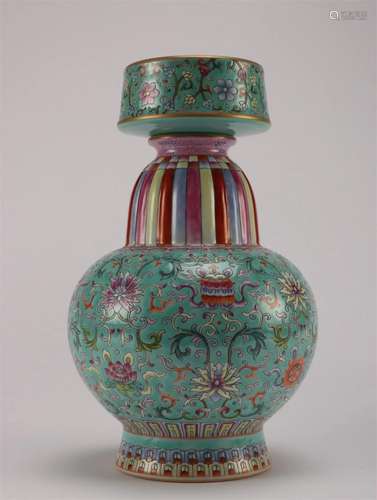 A Chinese Famille Rose Flower Patterned Vase