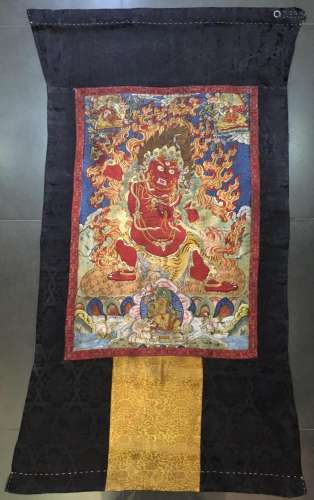 AN EMBROIDERED THANGKA OF VAJRAPANI.QING PERIOD