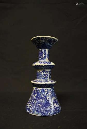 BLUE AND WHITE DRAGON CANDLESTICK