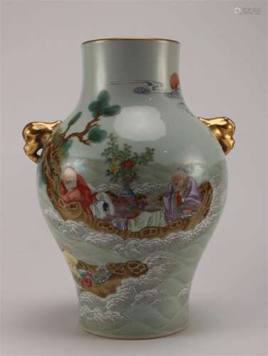 A Chinese Famille Rose Figure Patterned Porcelain Vase