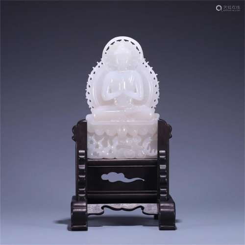 A Chinese Carved Jade Table Screen