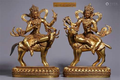 Pair of Gilt Bronze Figure Statues