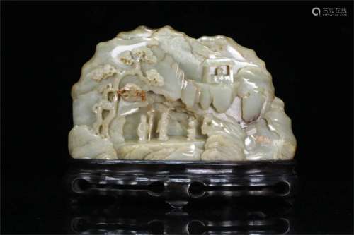 A Chinese Carved Jade Figure Patterned Decoration
