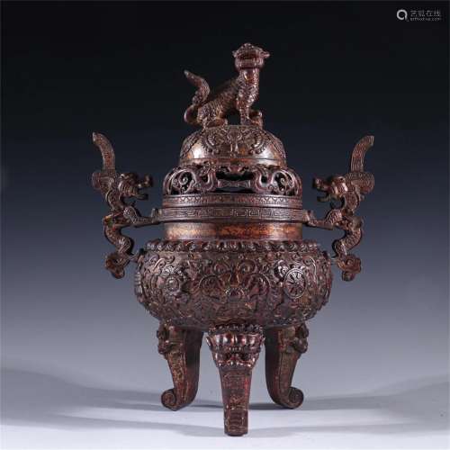 A Chinese Beast Shaped Incense Burner