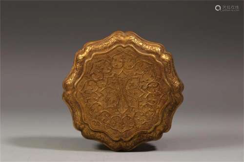 A Chinese Gilt Bronze Lidded Box with Flower Pattern