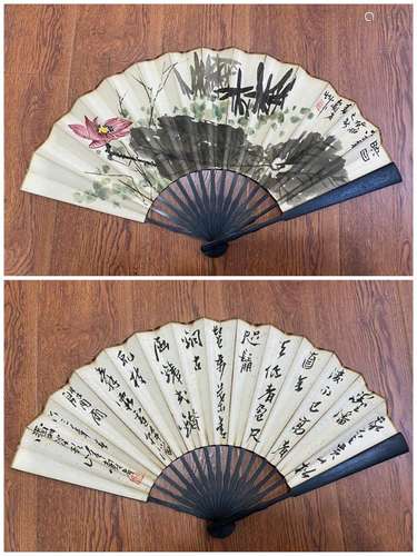 PAN TIANSHOU, FLORAL FOLDING FAN