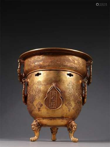 A Chinese Gilt Bronze Incense Burner