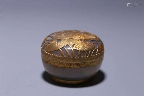 A Chinese Gilt Silver Lidded Container