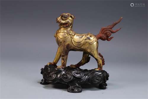 A Chinese Gilt Silver Beast Decoration