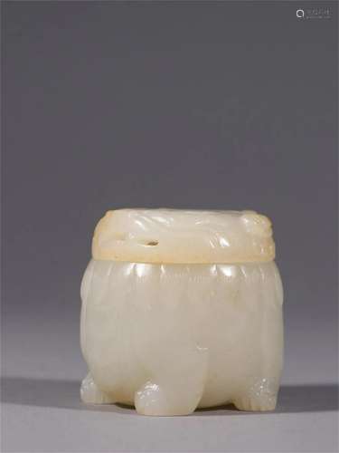 A Chinese Jade Beast Shaped Incense Burner