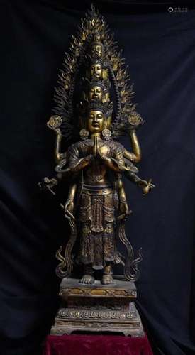 GOLD-PAINTED STATUE FIGURINE OF AVALOKITESHVARA