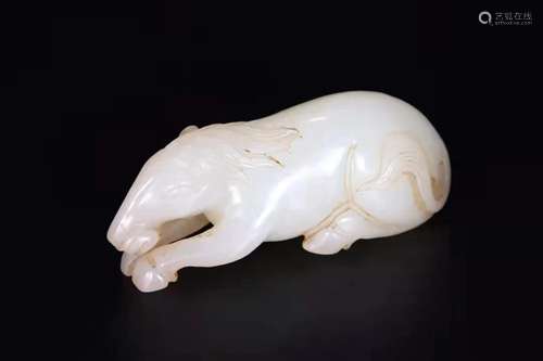 JADE CARVING OF RECUMBENT HORSE