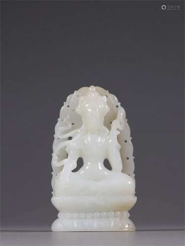 A Chinese Carved Jade Guanyin Statue