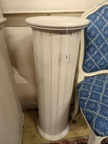 A decorative modern painted fluted pedestal, height 86cm