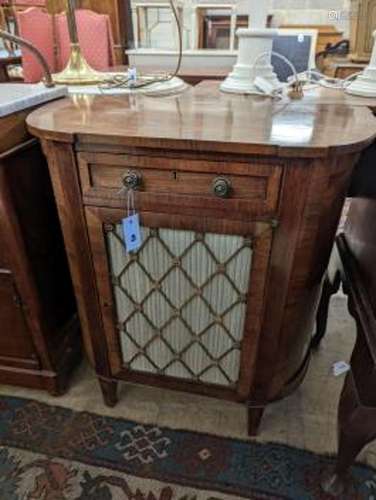 A small Regency style rosewood D shaped side cabinet, width ...