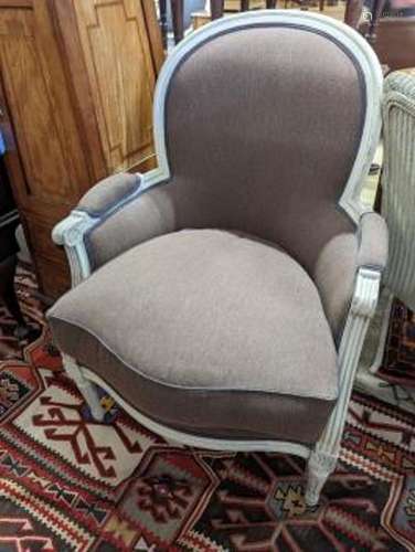 A painted French fauteuil, width 66cm, depth 52cm, height 94...