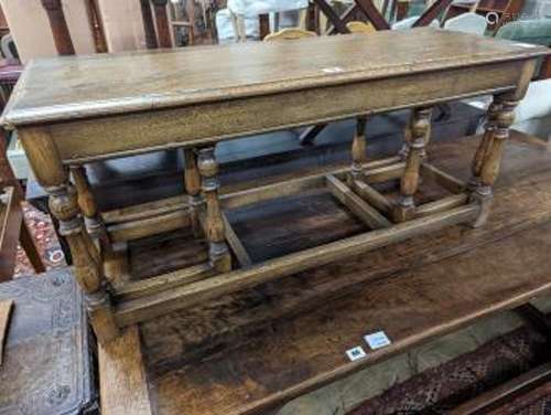 A nest of 18th century oak occasional tables, width 101cm, d...