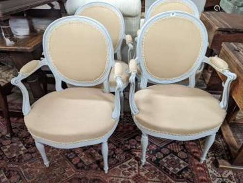 A set of four modern French painted open armchairs, width 60...