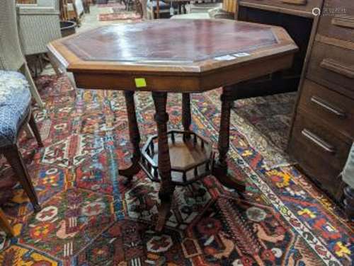 A late Victorian walnut octagonal centre table, width 70cm, ...