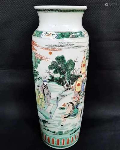 WUCAI SLEEVE VASE WITH DESIGN OF FIGURES