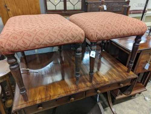 A pair of Regency rectanuglar mahogany upholstered dressing ...