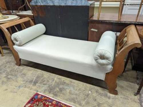 A 19th century Scandinavian cherry wood day bed, length 186c...