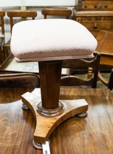 A Victorian faded rosewood adjustable piano stool