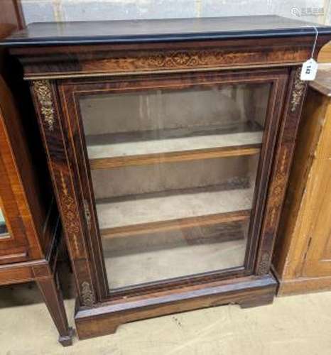 A late Victorian gilt metal mounted walnut pier cabinet, wid...