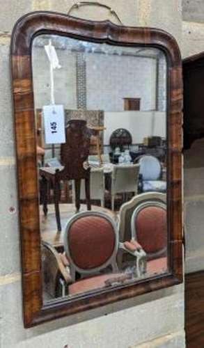 An 18th century walnut wall mirror, width 37cm, height 58cm