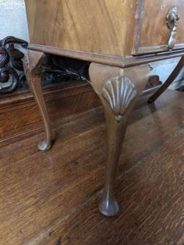 A small Queen Anne revival walnut three drawer chest, width ...