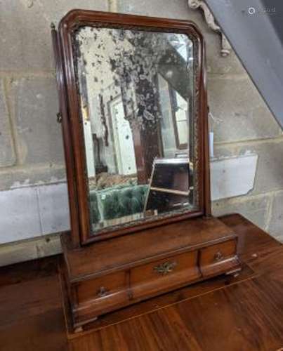 An 18th century mahogany box base toilet mirror, width 43cm,...