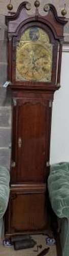 A George III oak cased 8 day longcase clock, height 237cm