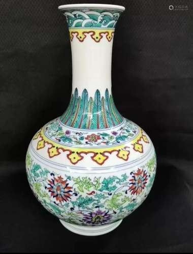 DOUCAI CELESTIAL VASE WITH FLOWER DESIGN