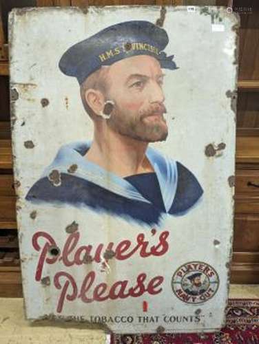 A large enamel advertising sign, 'Player's Please', length 9...