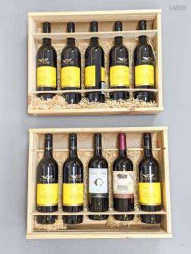 10 bottles of wine - 8 Wolf Blass yellow label Cabernet Sauv...