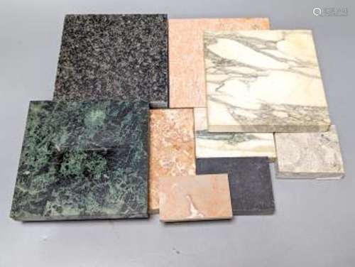 A group of cut stone coasters (with other located throughout...