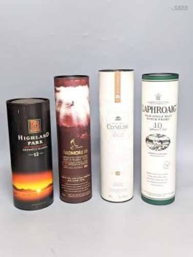 Four assorted single malt whiskies including Laphroaig 10 ye...