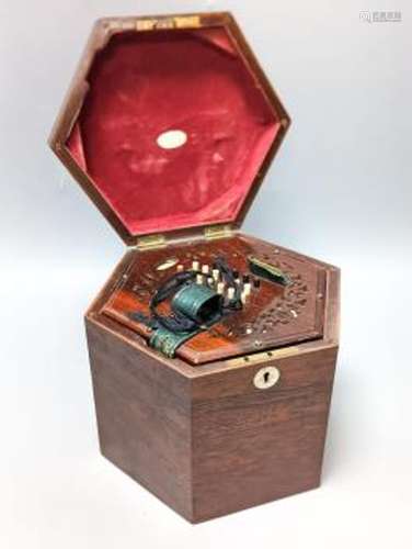 A 19th century rosewood 48 button cased concertina, by Butle...